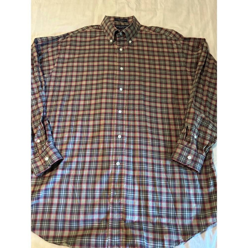 Daniel Cremieux Men's Plaid Button Down Shirt Classic Fit Fine Italian Fabric L